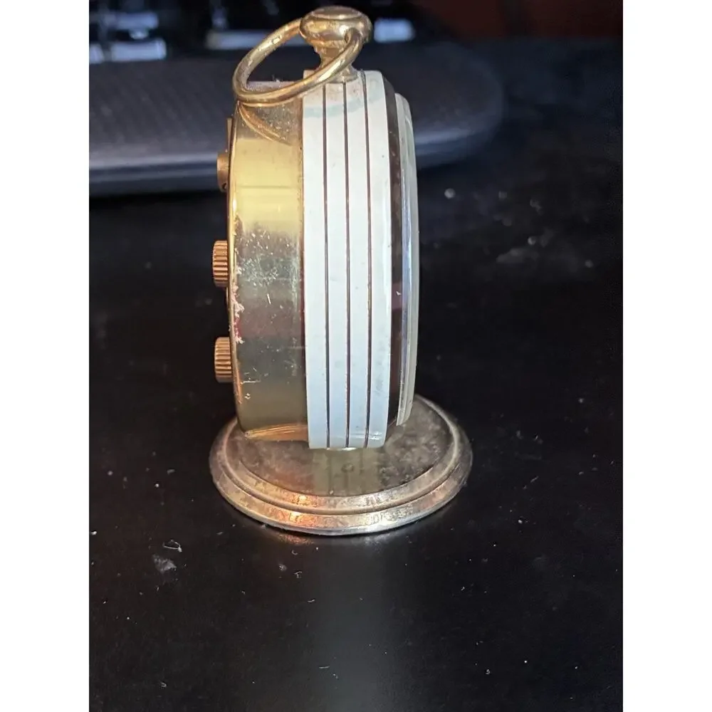 Vintage Westclox Fashionette Travel Alarm Clock Gold Tone Ornate Arms